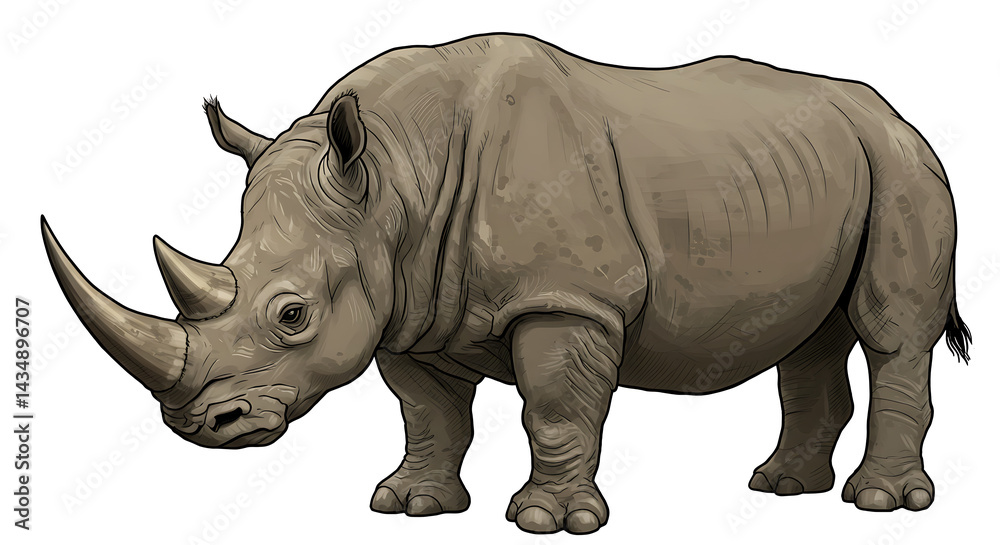 Obraz premium Detailed rhinoceros vector illustration for wildlife and conservation projects