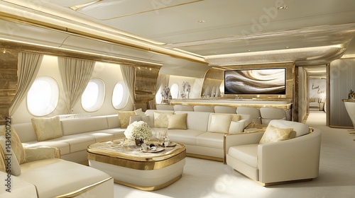 Obraz na płótnie Luxurious private jet interior w salonie