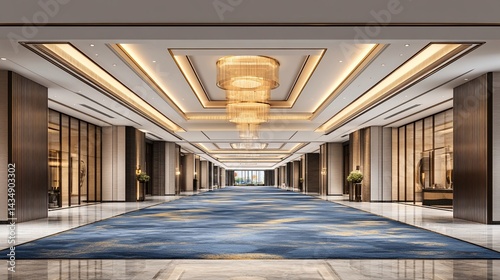 Obraz na płótnie Grand hall with elegant decor. Spacious, luxurious interior. Modern, sophisticated design w salonie