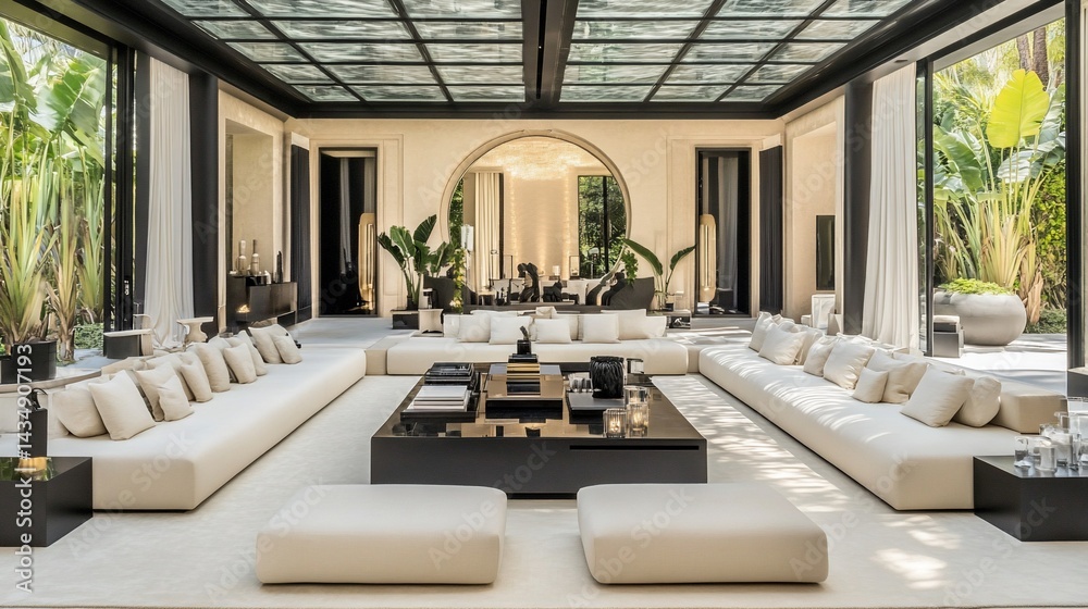Luxury open-plan living space. Large, modern, light-filled interior