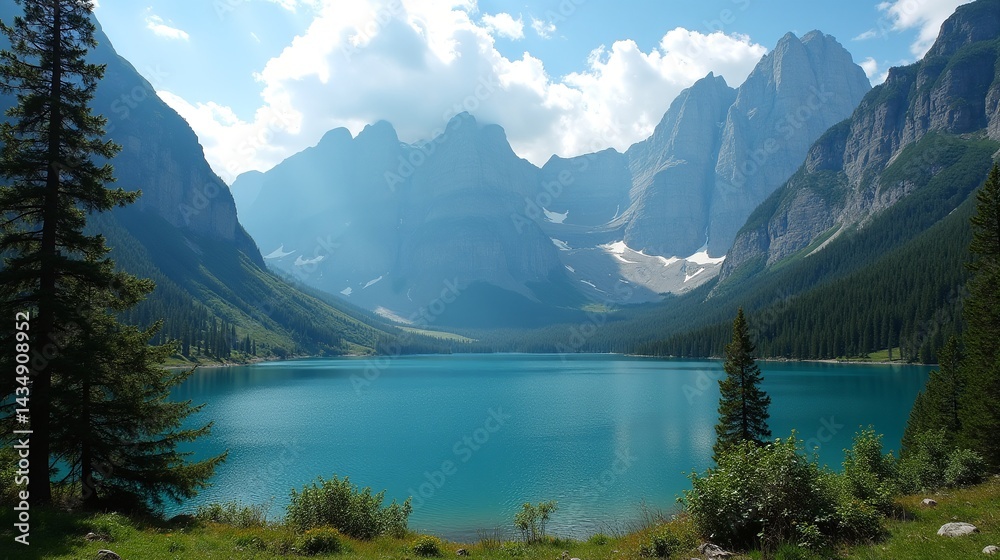 Fototapeta premium Peak Perfection: Blissful Mountain Haven