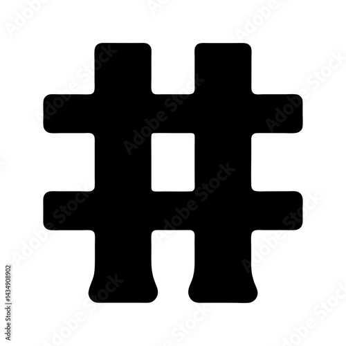 A Black Hashtag Symbol on a , transparent . Commonly Used on Social Media Platforms