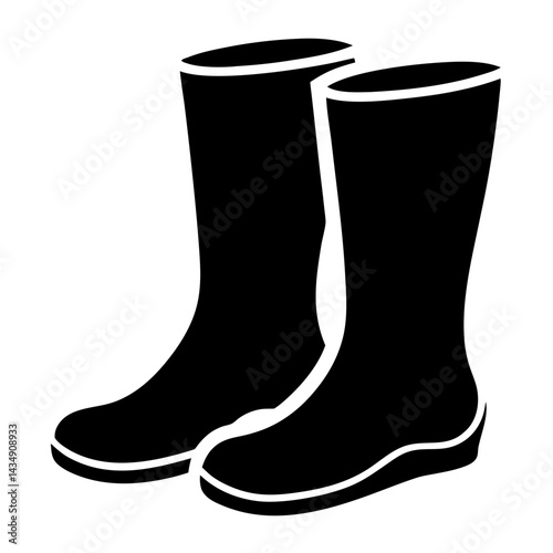 Pair of Black and Rain transparent . Boots for Gardening or Outdoor Activities Illustration