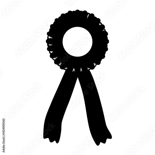 Black and Award Ribbon Silhouette transparent . with Detailed Rosette and Flowing Ribbons