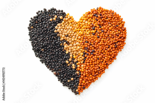 Nutritious Pulses Forming Vibrant Heart on White Background