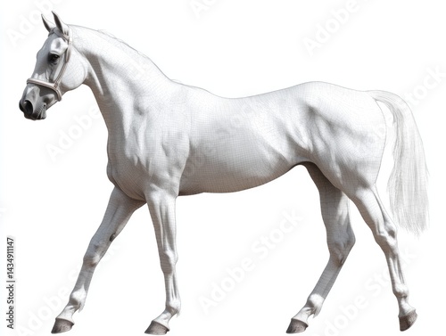 White horse in profile, walking
