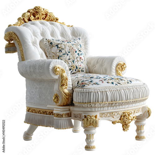 Elegant gilded chaise lounge with plush velvet upholstery