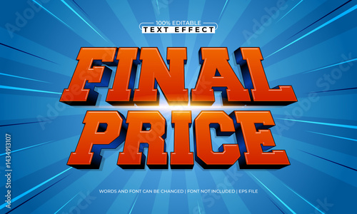 final price editable text effect with a discount and sale text style