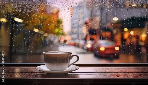 Rainy Day Coffee Shop Window Warmth