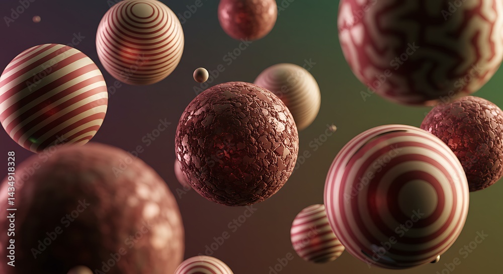 Fototapeta premium Crimson Orbit: A 3D Sphere Symphony AI Generated