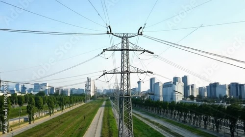 High Voltage Power Lines Electricity Transmission Tower Energy Infrastructure