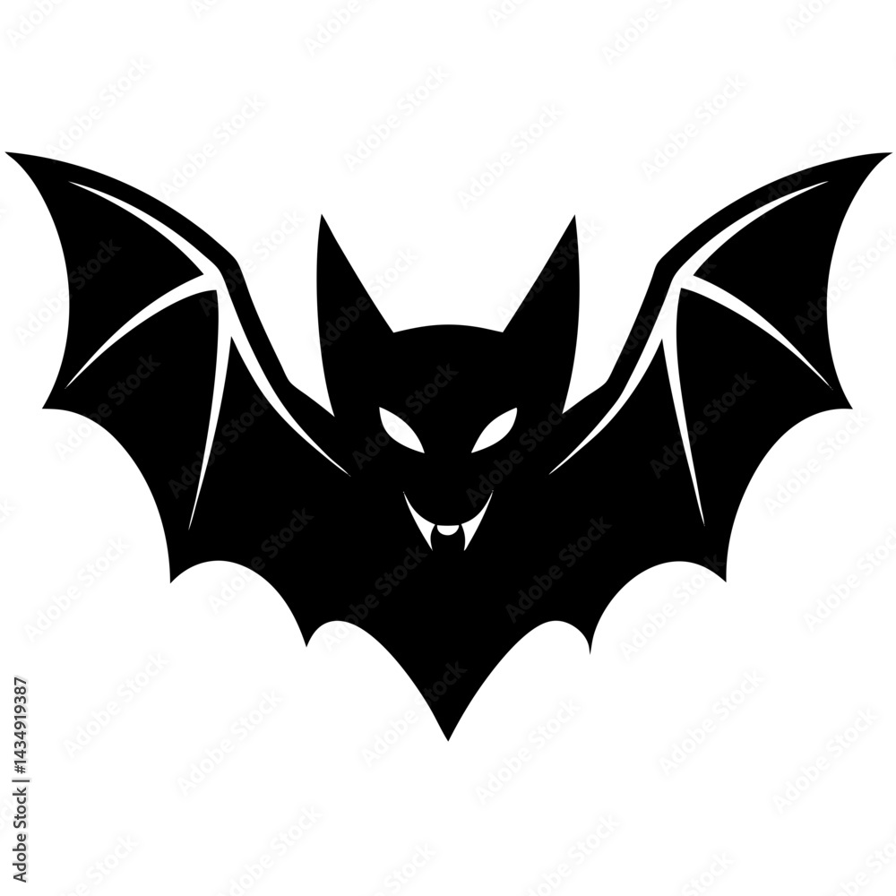 Obraz premium Bat head silhouette vector on white background