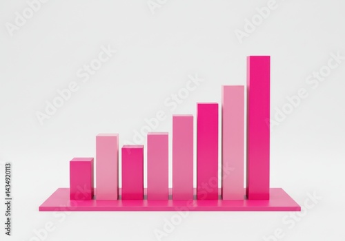 Free Download A bar graph showing growth with pink bars on a pink platform isolated on white background - GFXLoad