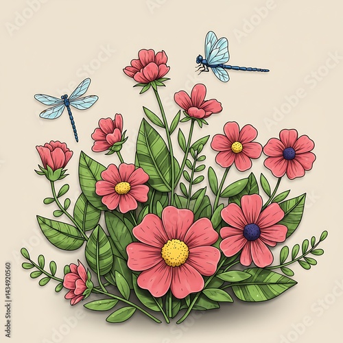 Floral Flourish: Hand-Drawn Delight AI Generated