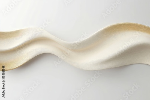 Abstract flowing fabric.  Soft, elegant, cream-colored textile with subtle golden highlights, elegantly curved and flowing