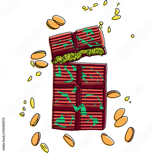 Stack of Dubai Chocolate Slices and a Whole Bar