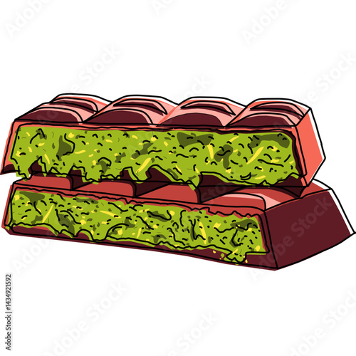 Stack of Dubai Chocolate Slices and a Whole Bar