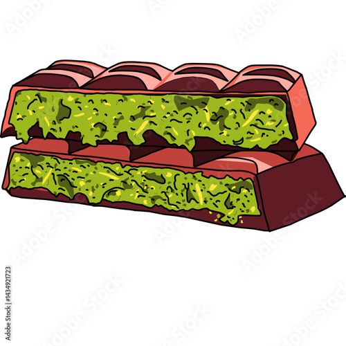 Stack of Dubai Chocolate Slices and a Whole Bar