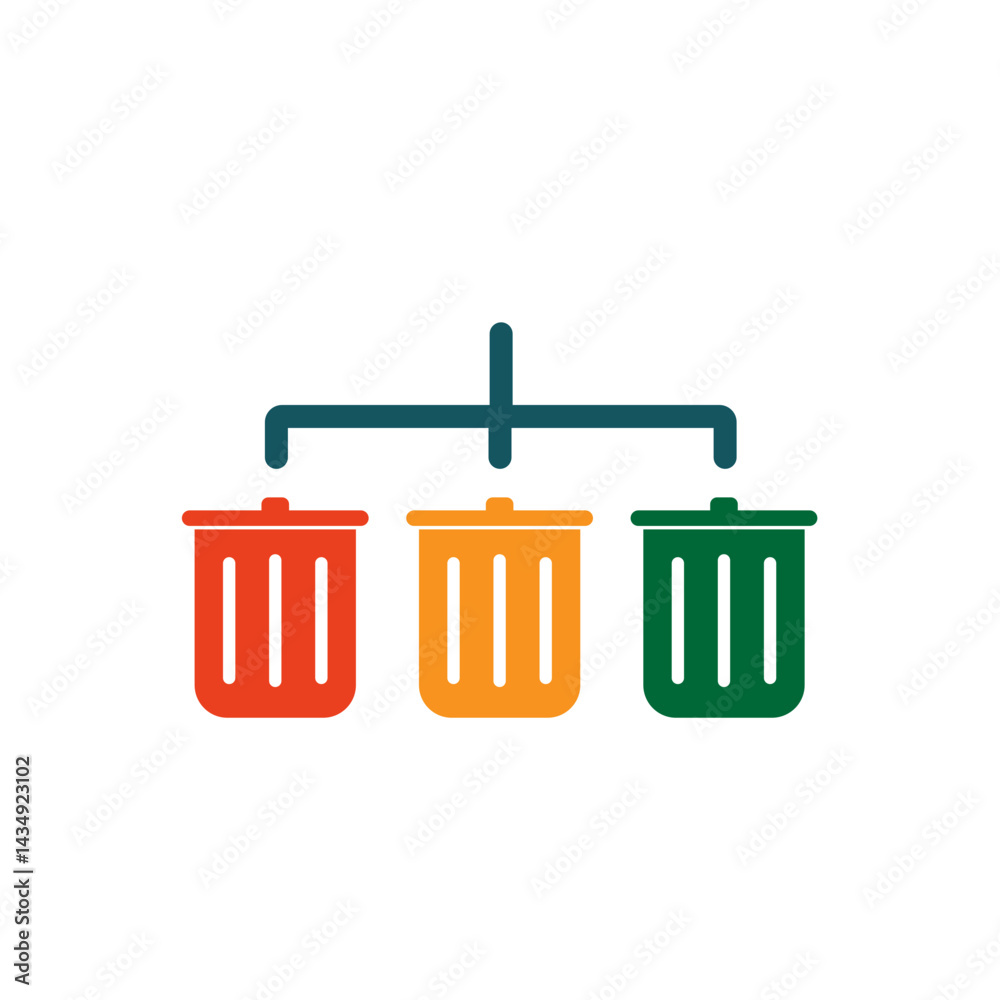 Trash sorting icon. Environmental theme vector illustration.
