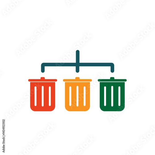 Trash sorting icon. Environmental theme vector illustration.