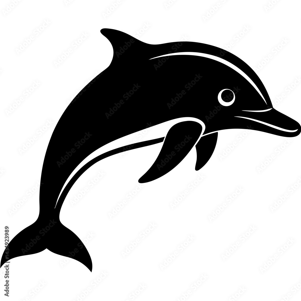 Obraz premium Dolphin head silhouette vector on white background