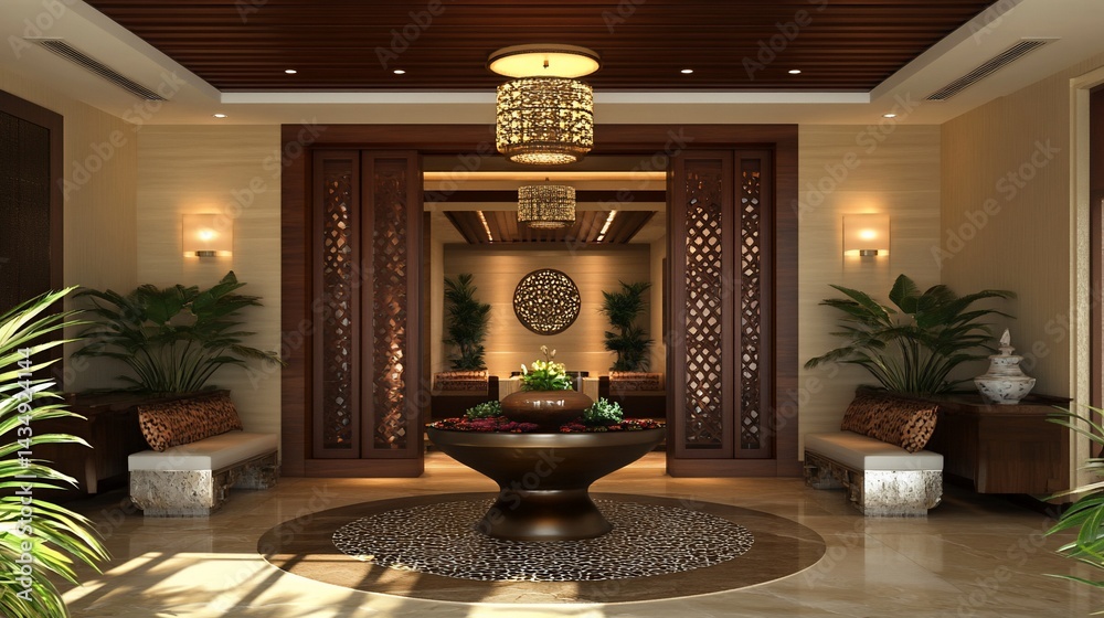 Luxurious spa entrance with intricate details