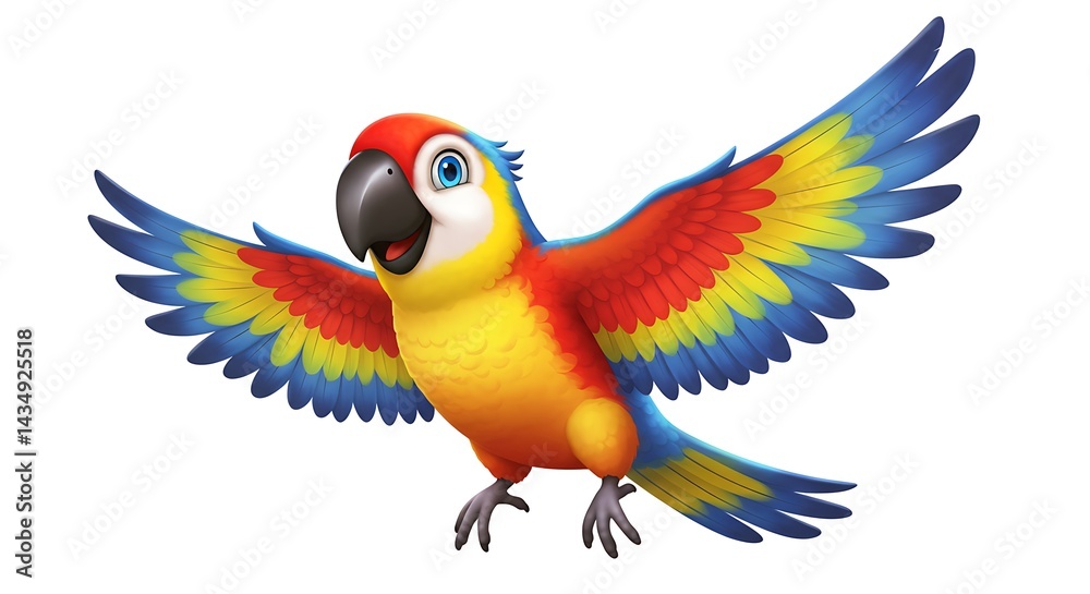 Fototapeta premium Cartoon Parrot Talking on White Background