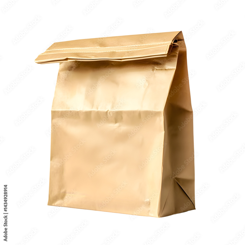 Brown Paper Lunch Bag Folded on Transparent Background Brown Paper Lunch Bag Folded on Transparent Background