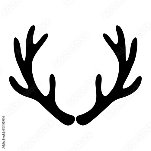A Simple Graphic of Deer Antlers inBlack and for Crafts and Decorations on a transparent background