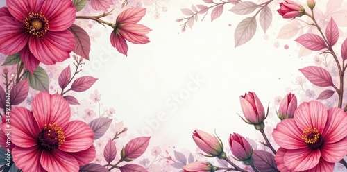 Intricate marsala watercolor floral design, rich tones, lush botanicals , pink, purple, art