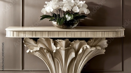 Obraz na płótnie Elegant, ornate console table with sculpted details w salonie