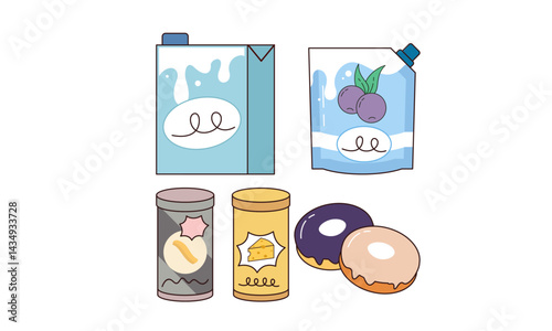 Snacks and junk food logo set