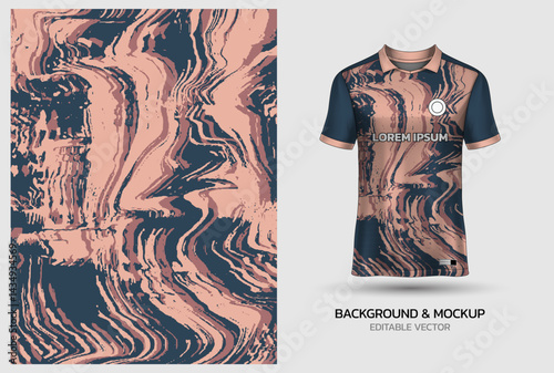 Jersey mockup and background pattern design. Uniform front view jersey and sublimation templates for soccer, football, volleyball, badminton, e-sports, casual