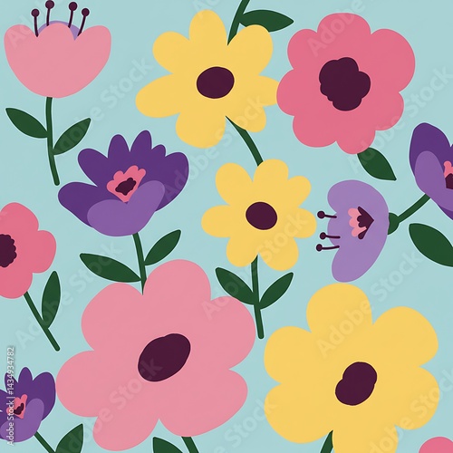 Blooming Joy: A Pastel Floral Delight AI Generated