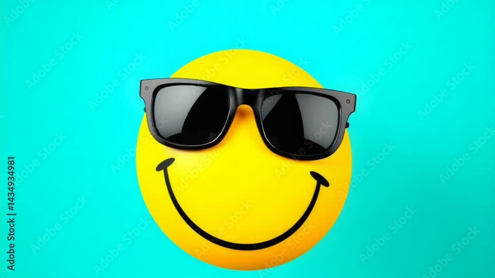 Yellow smiley face with sunglasses cool emoji summer vibes positive message happy face icon image