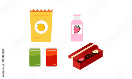 Snacks and junk food logo set