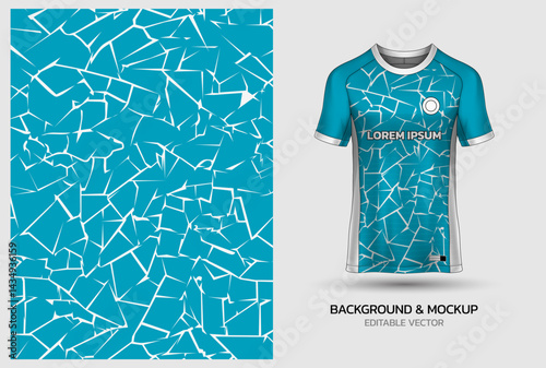 Jersey mockup and background pattern design. Uniform front view jersey and sublimation templates for soccer, football, volleyball, badminton, e-sports, casual