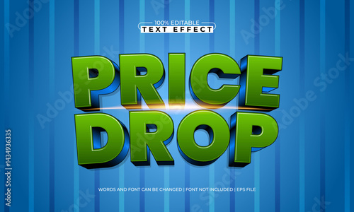 price drop editable text effect with a discount and sale text style