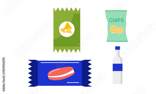 Snacks and junk food logo set