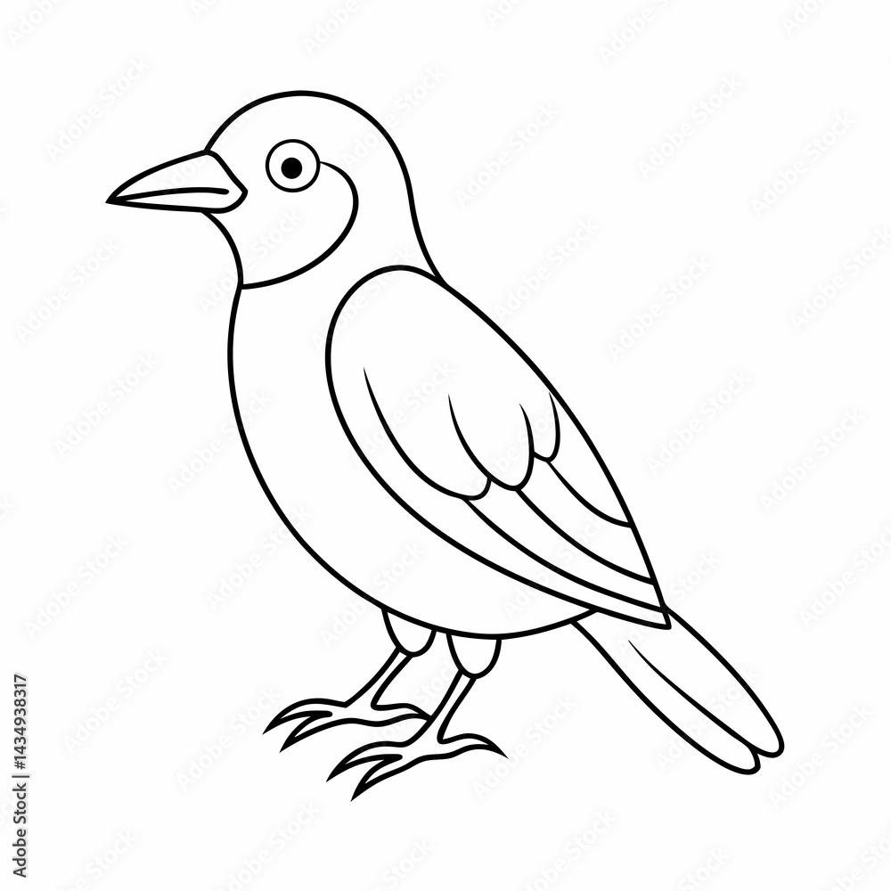 Bird seamless set on white background. Sketch of bird on white board. Line art of animal Bird seamless set on white background. Sketch of bird on white board. Line art of animal