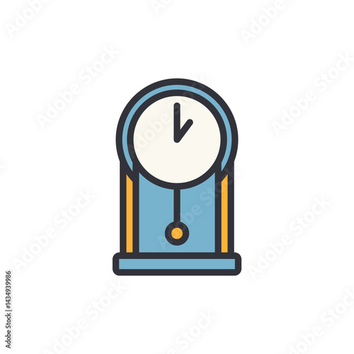 Antique clock colored icons, minimalist vector illustration ,simple transparent graphic element .Isolated on white background