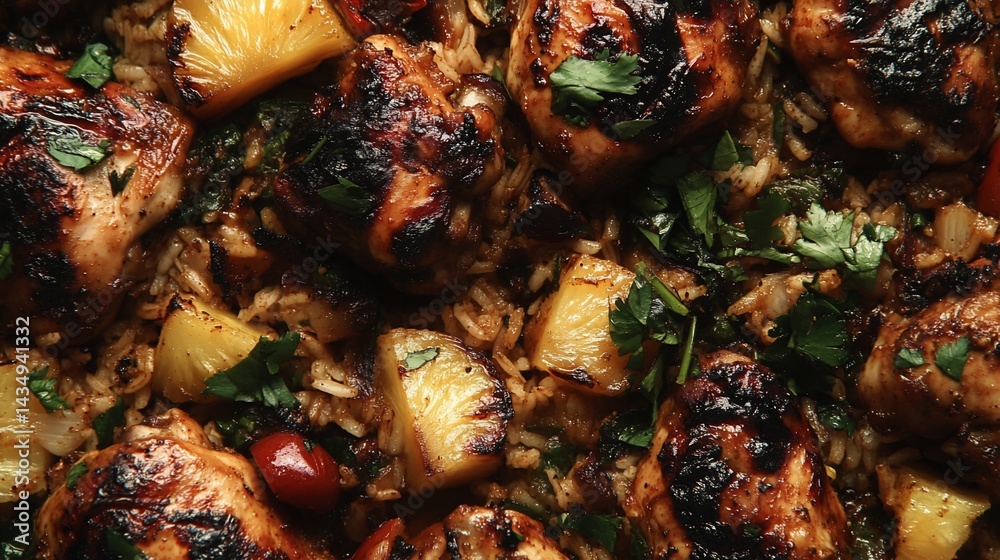Roasted Chicken with Pineapple and Rice