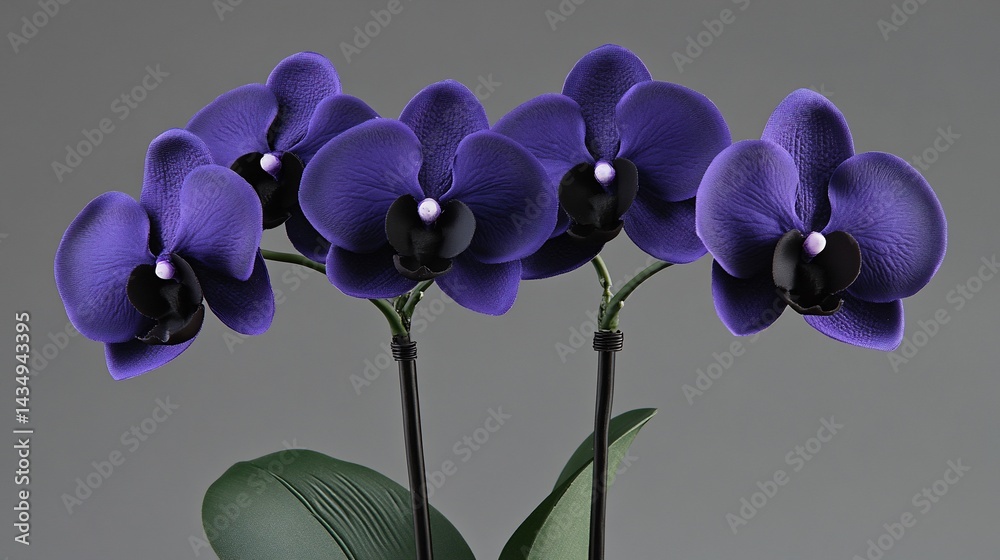 Deep purple orchids in a close-up view
