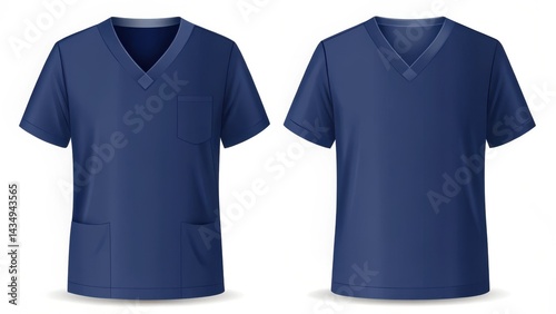 Navy blue nurse scrubs top with short sleeves mockup on background clipart , nurse uniform, blue scrub top