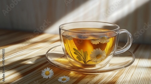 Obraz na płótnie Clear cup of chamomile tea w salonie