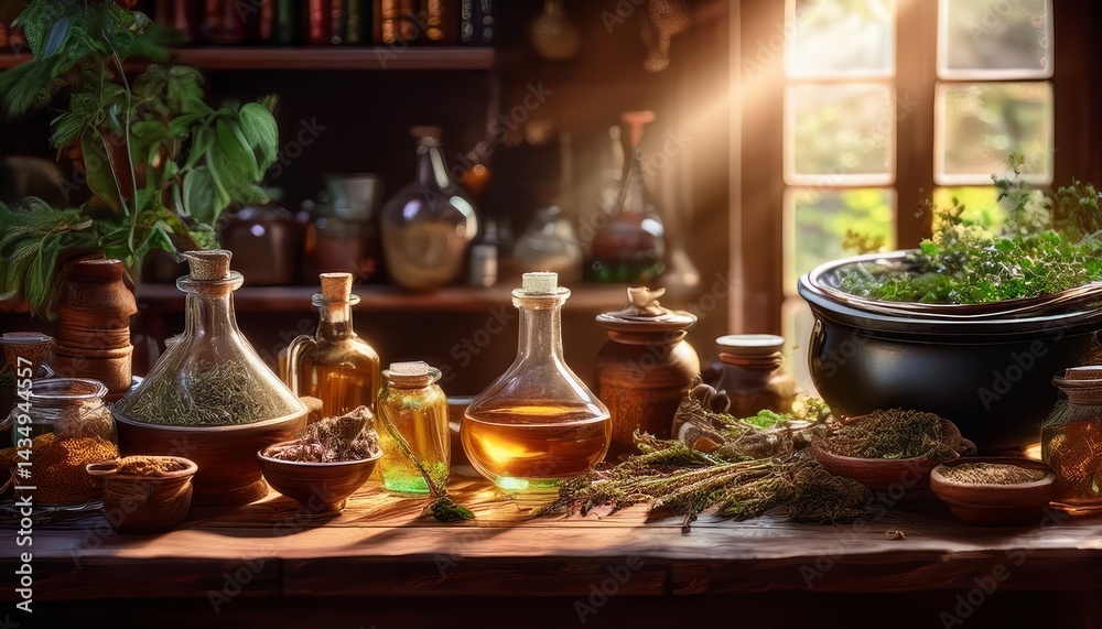 Fototapeta premium Magical Potion Brewery Witchcraft Alchemy