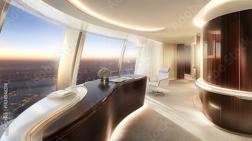 Obraz na płótnie Luxury penthouse office with city views w salonie