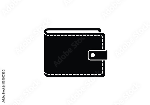 Wallet silhouette. This image depicts a black silhouette of a wallet, also referred to as a purse or billfold, showcasing its sleek and compact design. Vector clipart illustration design.