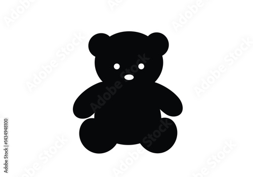 Silhouette of teddy bear. This image showcases a black silhouette of a cuddly teddy bear, representing its soft and adorable stuffed toy design. Vector clipart illustration design.