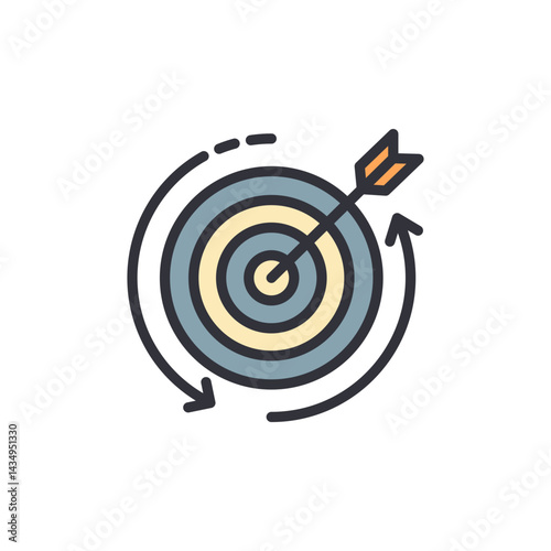 Target market colored icons, minimalist vector illustration ,simple transparent graphic element .Isolated on white background